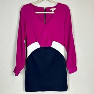 Gianni Bini Open Sleeve Mini Dress Hot Pink Colorblock 3